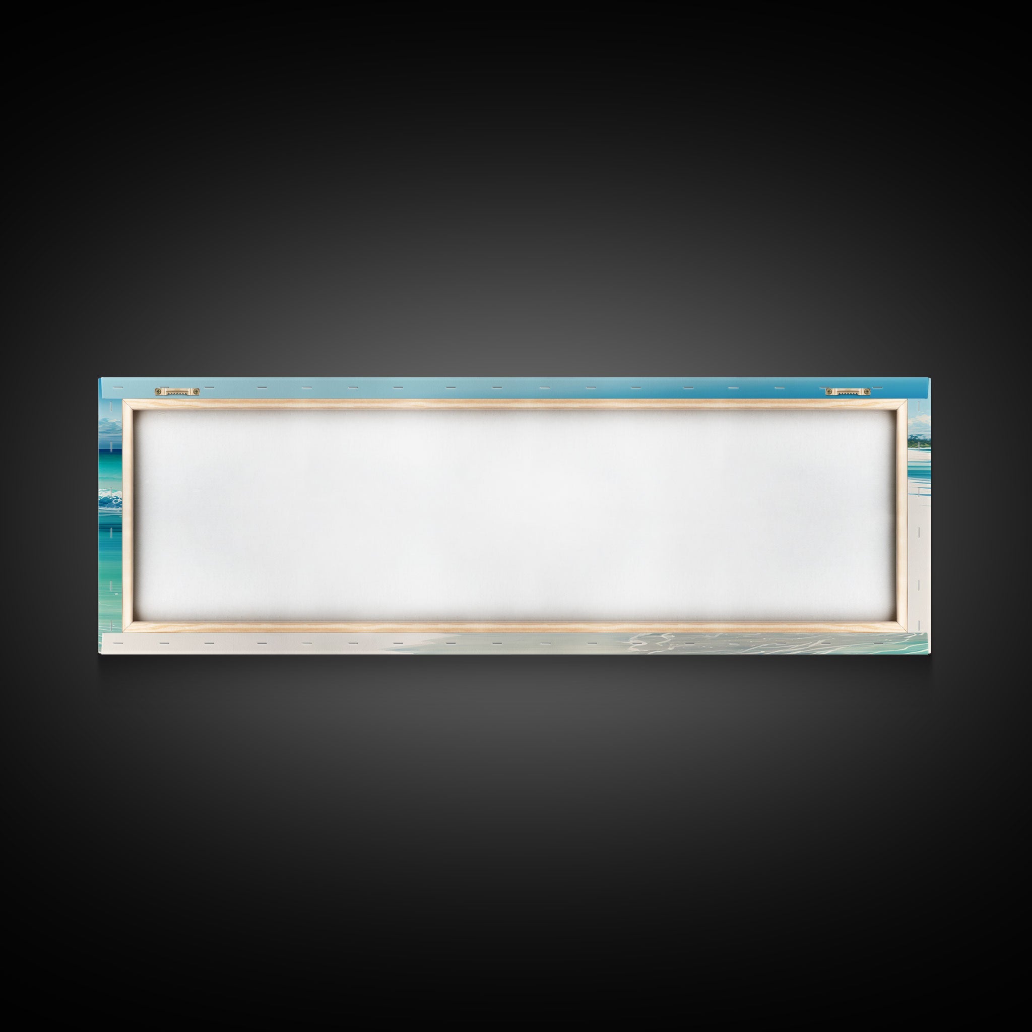 Blue Ocean Waves Panoramic Framed Canvas Print | Coastal Beach Wall Art