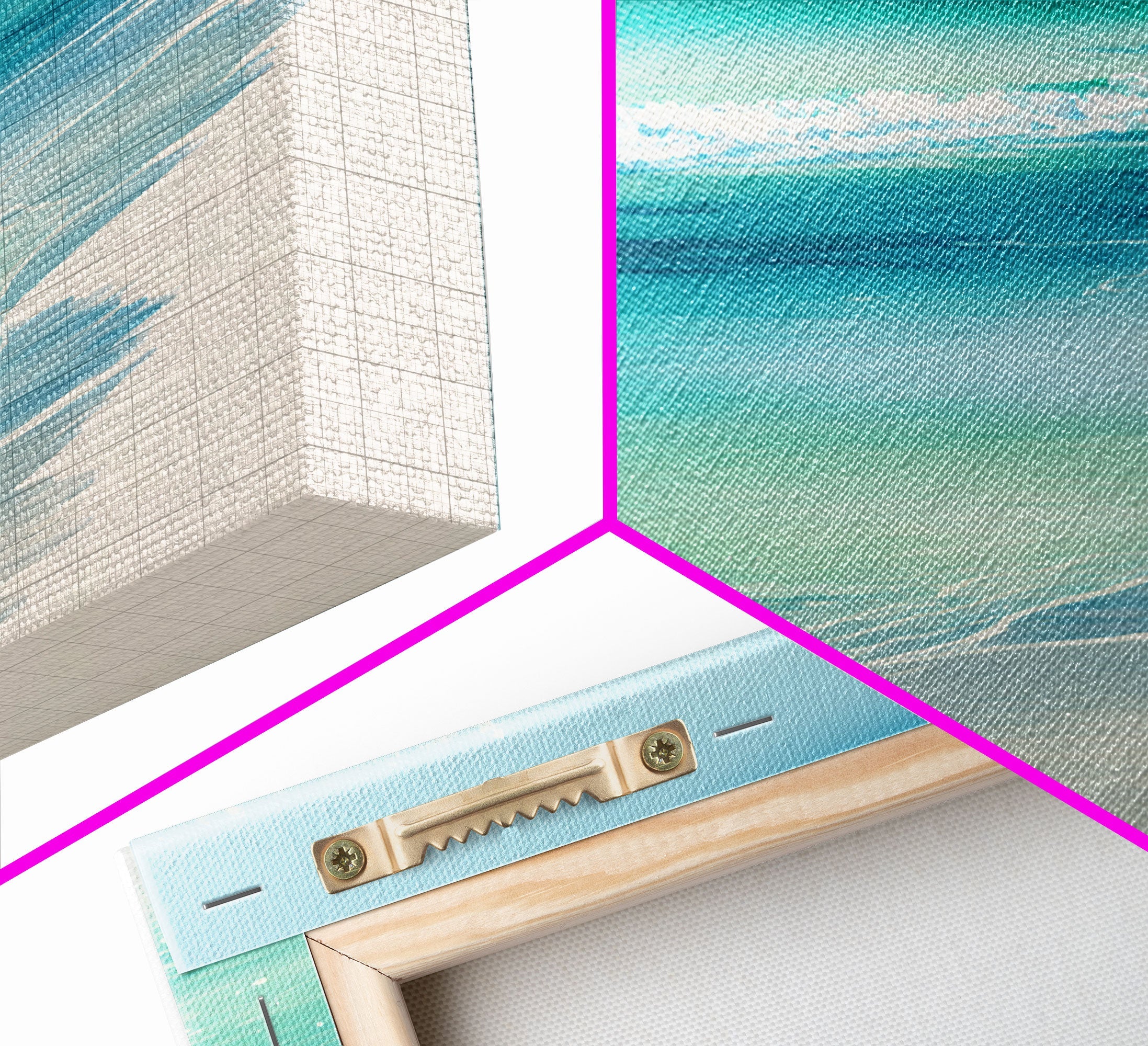 Blue Ocean Waves Panoramic Framed Canvas Print | Coastal Beach Wall Art