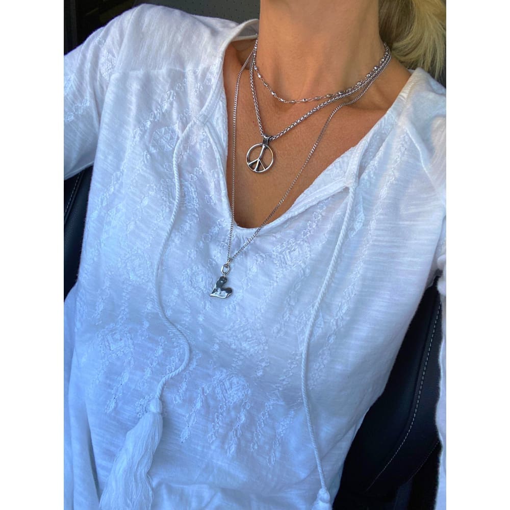 Classic Peace Necklace | Silver Peace Sign Necklace