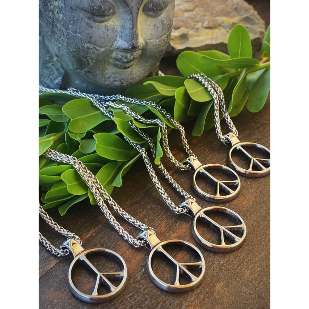 Classic Peace Necklace | Silver Peace Sign Necklace