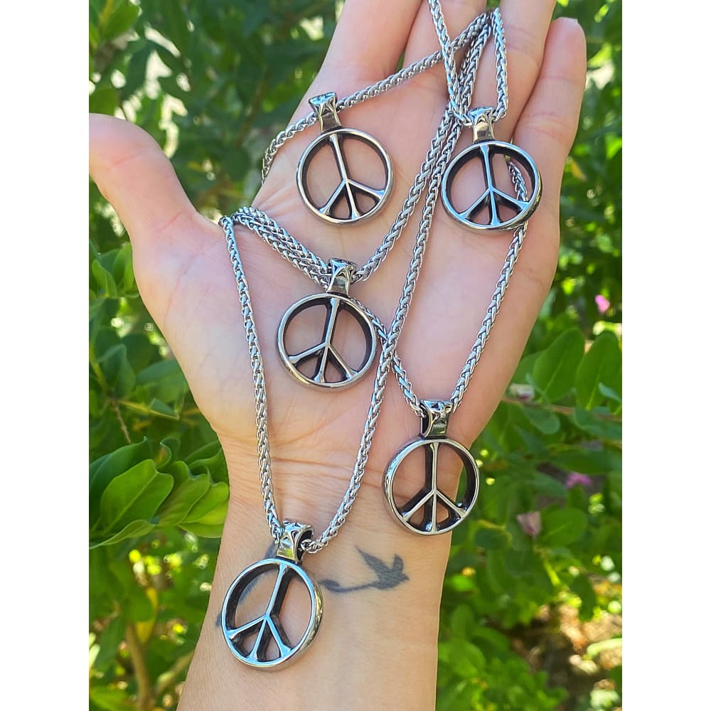 Classic Peace Necklace | Silver Peace Sign Necklace