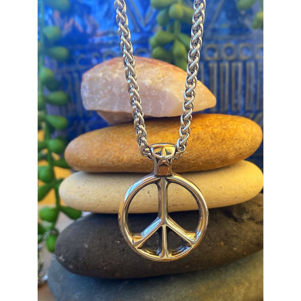 Classic Peace Necklace | Silver Peace Sign Necklace
