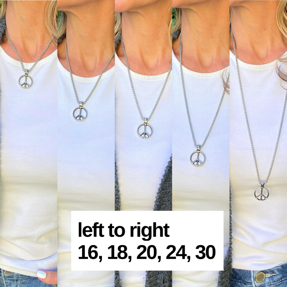 Classic Peace Necklace | Silver Peace Sign Necklace